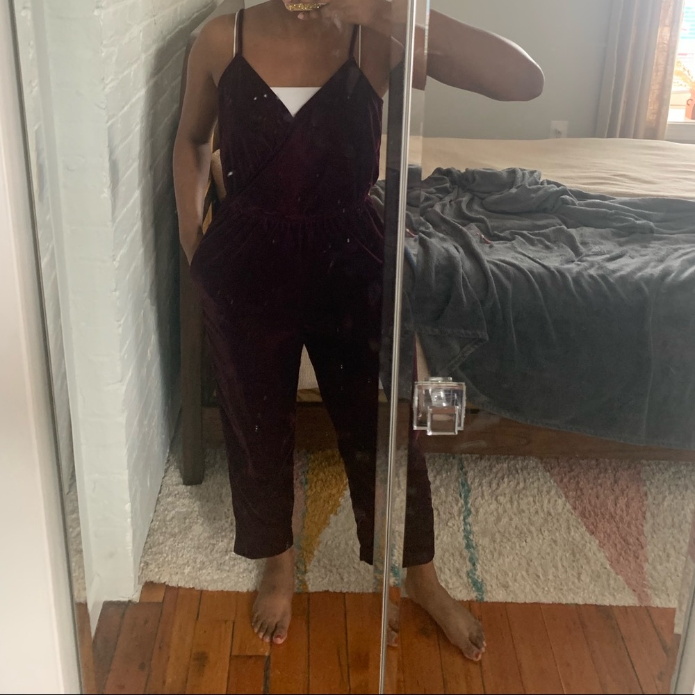 Gap Velvet Petite Elastic Waist Jumpsuit